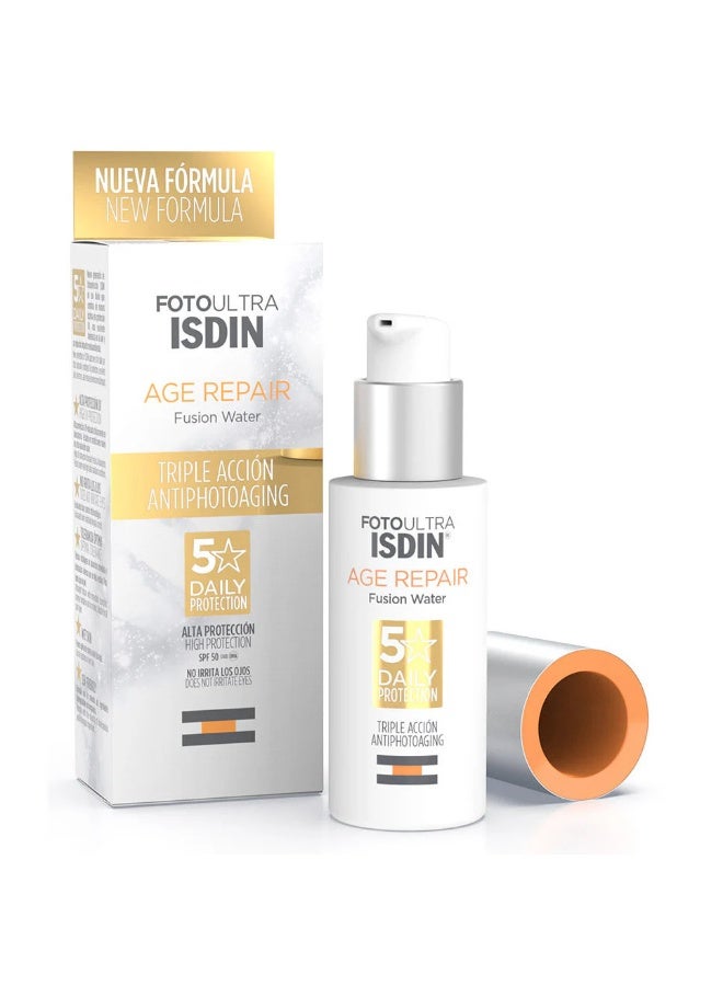 واقي الشمس FotoUltra Age Repair SPF 50 Fusion Water، كريم خفيف للوجه للحماية من الشمس ومقاومة الشيخوخة الضوئية، 50 مل