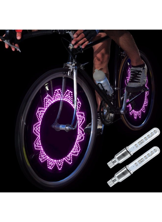 DAWAY A08 Bicycle Wheel Lights - LED Bike Tire Valve Stem Light, 2 Pack, Waterproof Cool Bright Mountain Road Bycicle Accessories, Auto Open and Close, Fun Cycling Gifts, Pink Graphics - Image 1