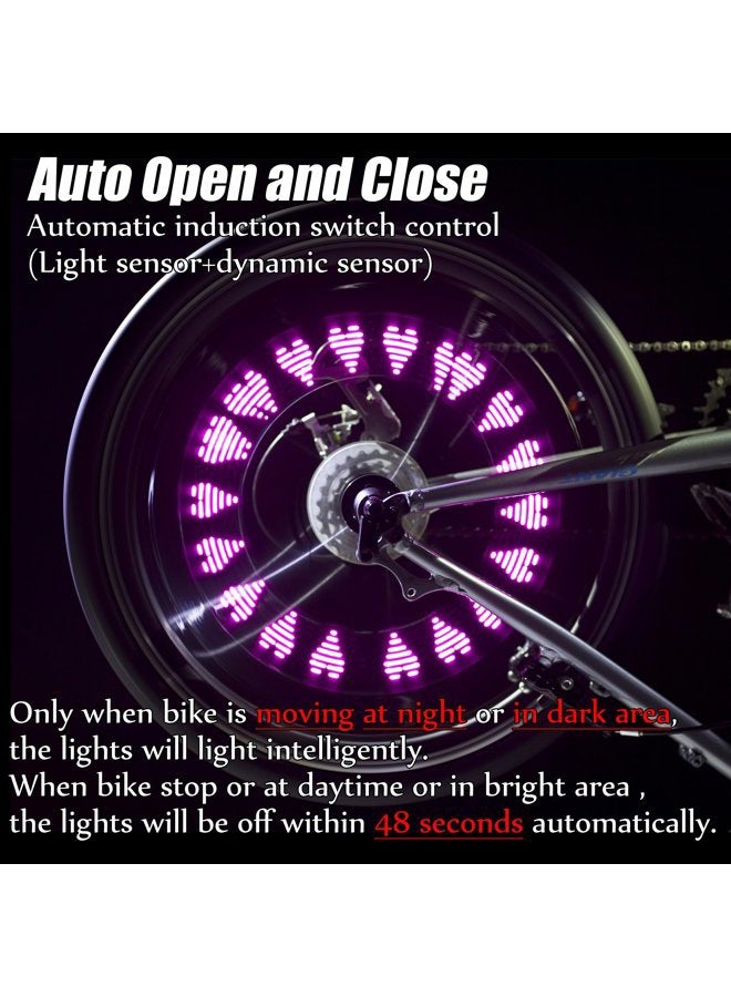 DAWAY A08 Bicycle Wheel Lights - LED Bike Tire Valve Stem Light, 2 Pack, Waterproof Cool Bright Mountain Road Bycicle Accessories, Auto Open and Close, Fun Cycling Gifts, Pink Graphics - Image 3