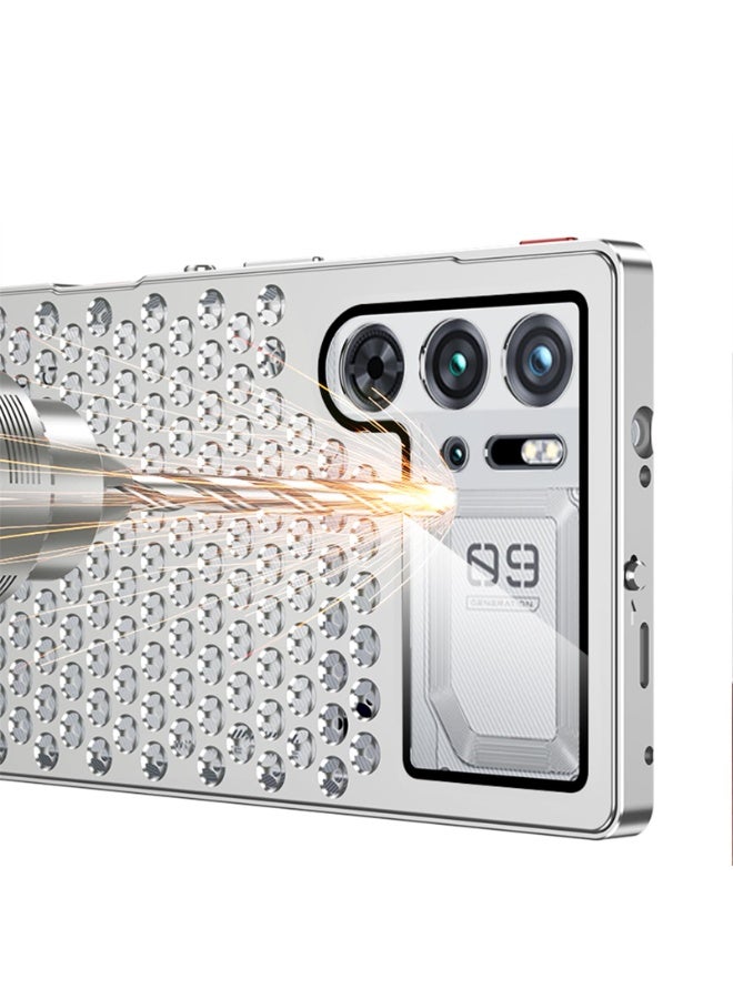 غطاء ألومنيوم فاخر لـ ZTE نوبيا ريد ماجيك 10 برو/برو+ - غطاء بتصميم خلوي معدني لتبديد الحرارة، فخام مضاد للصدمات والخدوش بتصميم مجوف. - Image 3