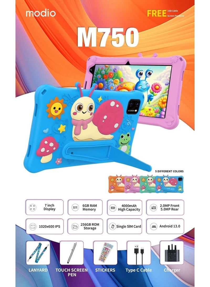 MODIO TAB Kids Tab M750, 7-inch Android Tablet, 64GB ROM, 4GB RAM, 4G LTE, Wi-Fi, Dual Camera, Kid-Proof Case - Image 2