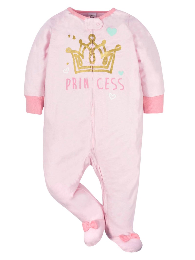 Gerber Baby Girls 4 Pack Sleep 'N Play Footie, Castle, Newborn - Image 4