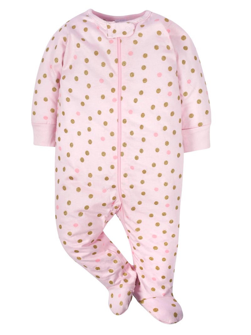 Gerber Baby Girls 4 Pack Sleep 'N Play Footie, Castle, Newborn - Image 2