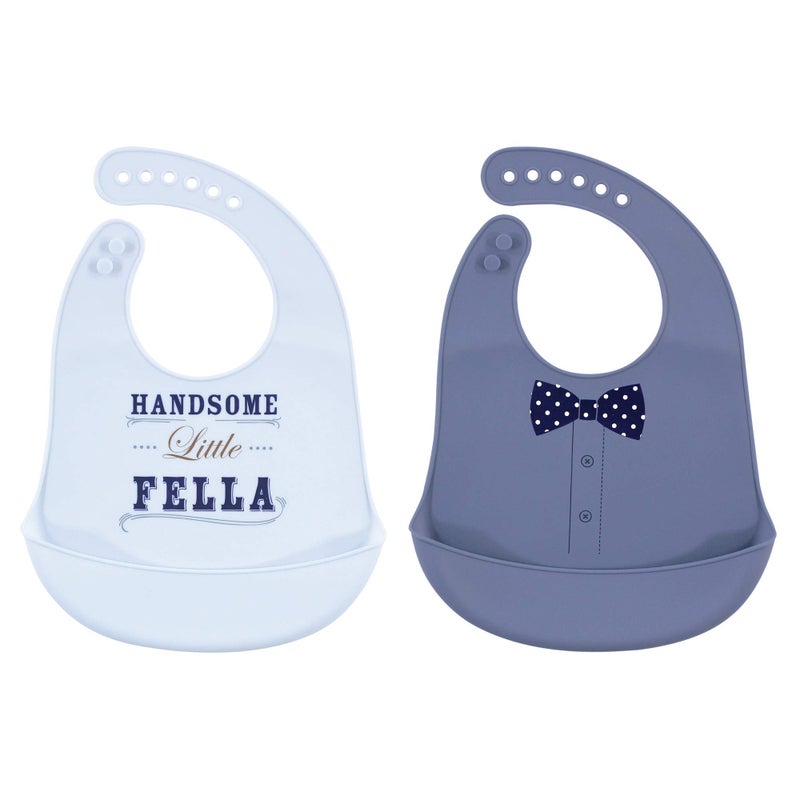Little Treasure Unisex Baby Silicone Bibs, Handsome Fella, One Size - Image 2