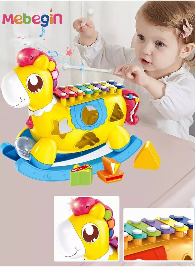 MEBEGIN Trojan Horse Early Education Intellectual Development Toys Pony Baby Newborn Toy with Light & Musics Sounds and Blocks Sensory Brick Pairing Toddler Toys for 12-18 Months  - Image 3
