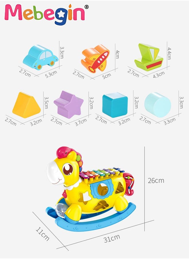 MEBEGIN Trojan Horse Early Education Intellectual Development Toys Pony Baby Newborn Toy with Light & Musics Sounds and Blocks Sensory Brick Pairing Toddler Toys for 12-18 Months  - Image 5