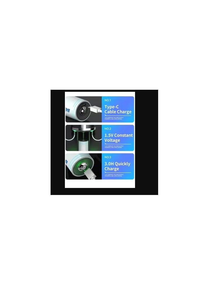 بطارية ليثيوم قابلة لإعادة الشحن بحجم D بجهد 1.5V من BESTON مع مدخل USB (عبوة واحدة)