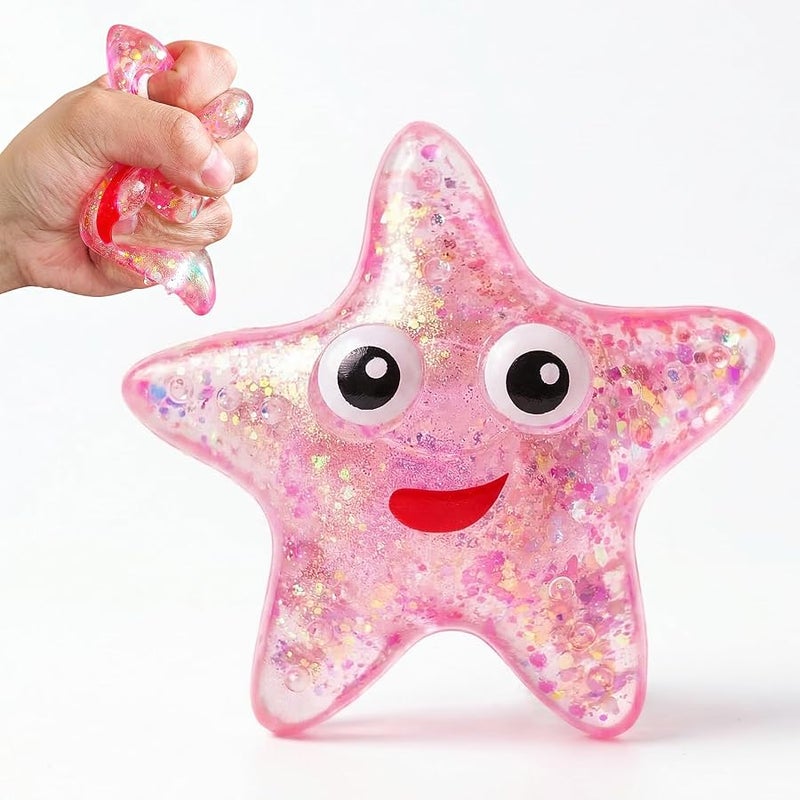 EVDERS 1Pcs Squishy Starfish Sugar Stress Balls Squeeze Fidget Toys for Girls and Boys Cute Anxiety Relief Starfish Toys Squishy Stress Balls for Kids and Adults Birthday Party Favors(Pink) - Image 1