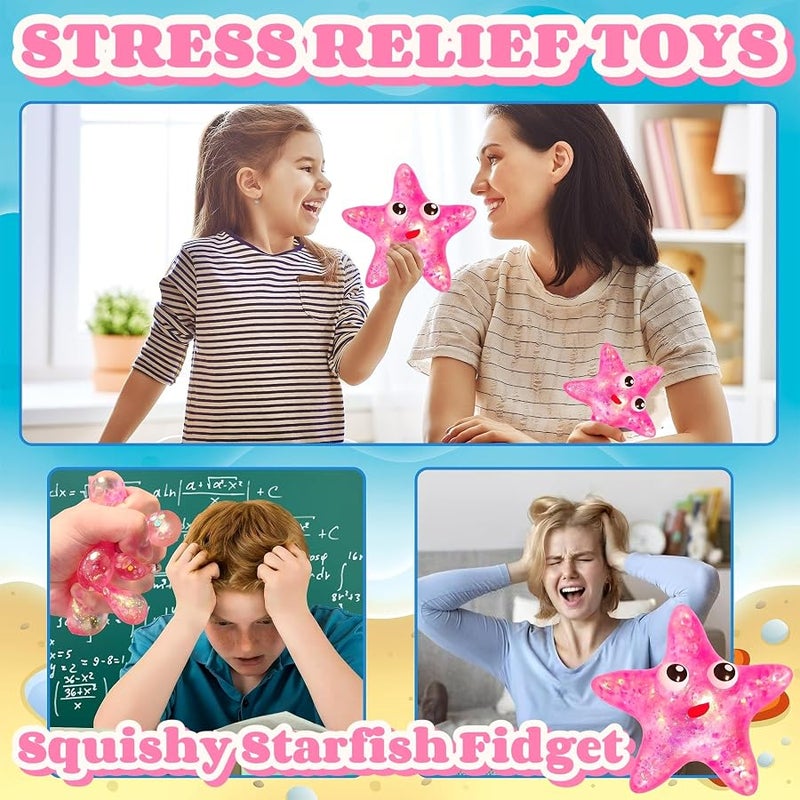 EVDERS 1Pcs Squishy Starfish Sugar Stress Balls Squeeze Fidget Toys for Girls and Boys Cute Anxiety Relief Starfish Toys Squishy Stress Balls for Kids and Adults Birthday Party Favors(Pink) - Image 5