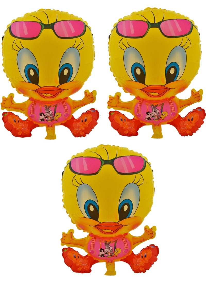 Hit Dükkan Tweety 3 Pieces Large Size 42CMX52CM Foil Balloon (Helium) No:6  - Image 2