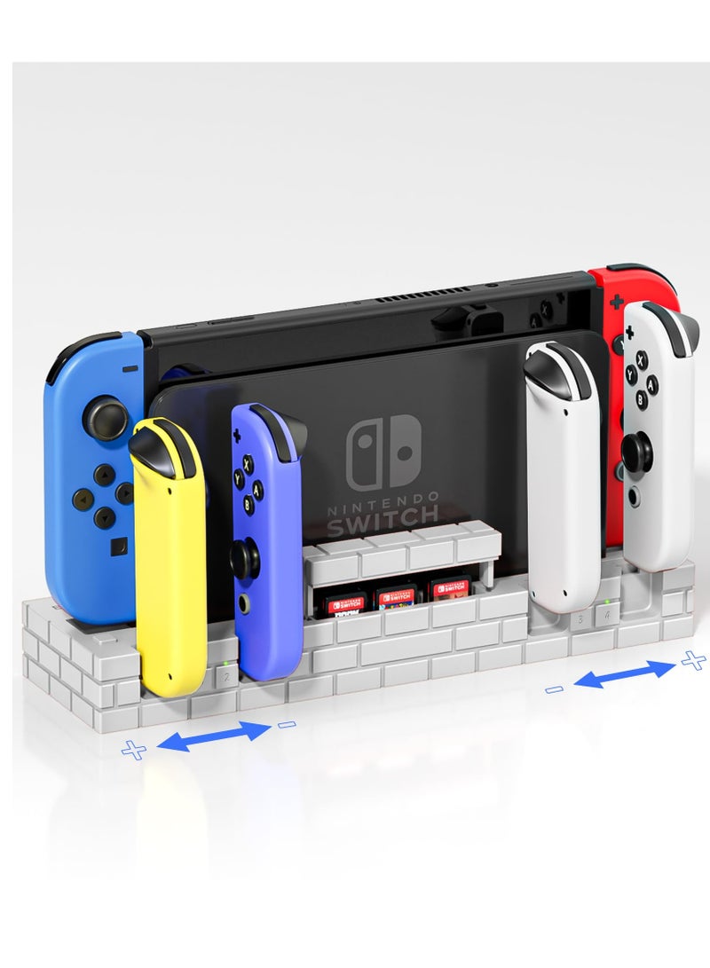 SOLARAE Switch Controller Charging Dock Station Compatible with Nintendo Switch & OLED and Consoles, Switch Dock Charger Station Portable Stand Storage Base for 4 Joycon & 8 Game Slots - Image 1