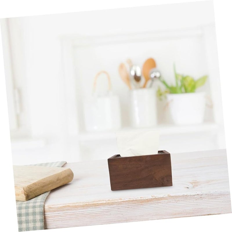 حامل علبة المناديل الخشبية لتخزين المناديل الزخرفية للمنزل والفندق والمقهى - Image 5