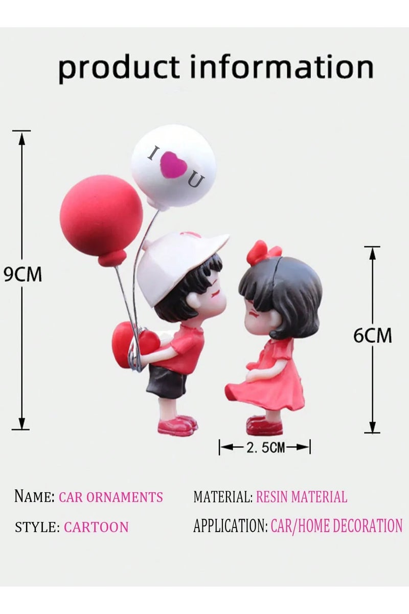 Car Decoration – A Set of 2 Romantic Car Dashboard Ornaments Featuring a Boy and Girl with Balloons. A cute and romantic design that adds a special touch to your car interior. Perfect as a gift for Valentine's Day, anniversaries, or birthdays for someone you love. - Image 5