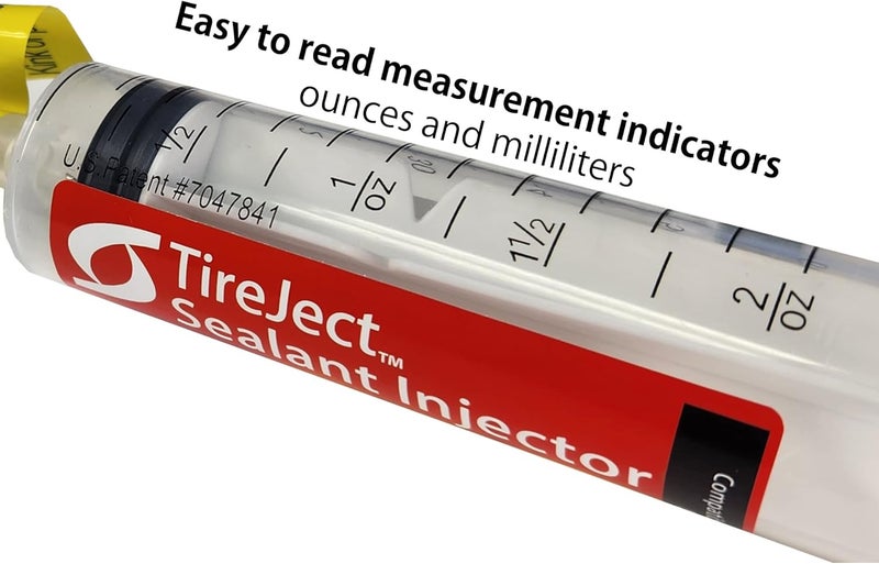 TireJect Tire Sealant Injector - Tubeless Sealant Injector Syringe Applicator Presta & Schrader Compatible - Easy Tire Sealant Installation for Bicycle & All Vehicles - 2oz with Valve Core Tools - Image 2