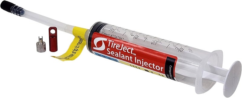 TireJect Tire Sealant Injector - Tubeless Sealant Injector Syringe Applicator Presta & Schrader Compatible - Easy Tire Sealant Installation for Bicycle & All Vehicles - 2oz with Valve Core Tools - Image 1