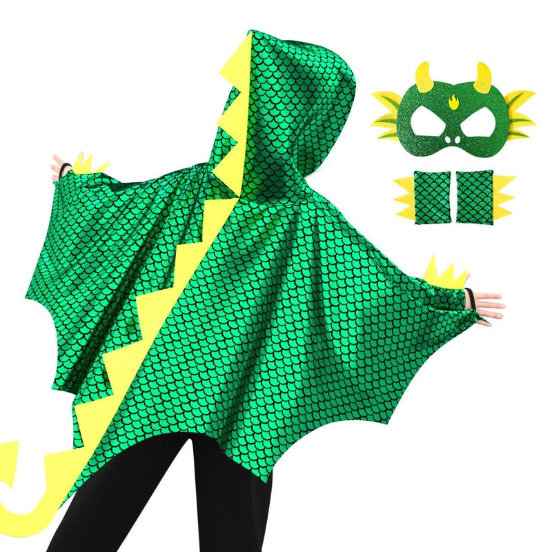 iROLEWIN DragonWingsCostume for Kids Toddler DressUp Halloween Costumes as Boys DinosaurCape Mask Gloves Birthday Gifts - Image 3
