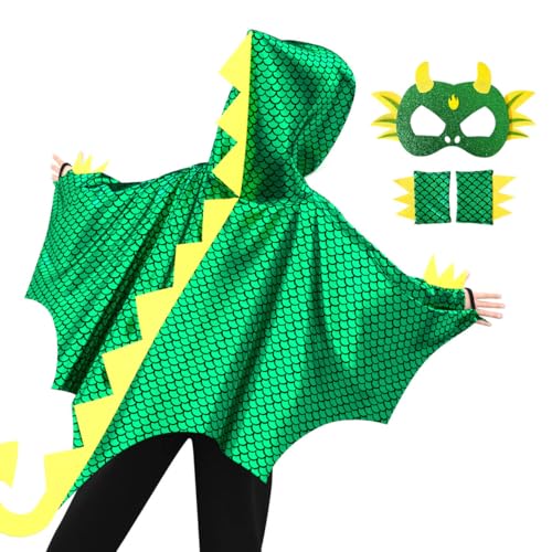 iROLEWIN DragonWingsCostume for Kids Toddler DressUp Halloween Costumes as Boys DinosaurCape Mask Gloves Birthday Gifts - Image 1