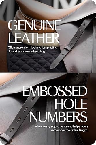 HORZE Genuine Leather English Riding Stirrup Leathers Pair | Adult Sizes - Dark Brown - 53 in - Image 4