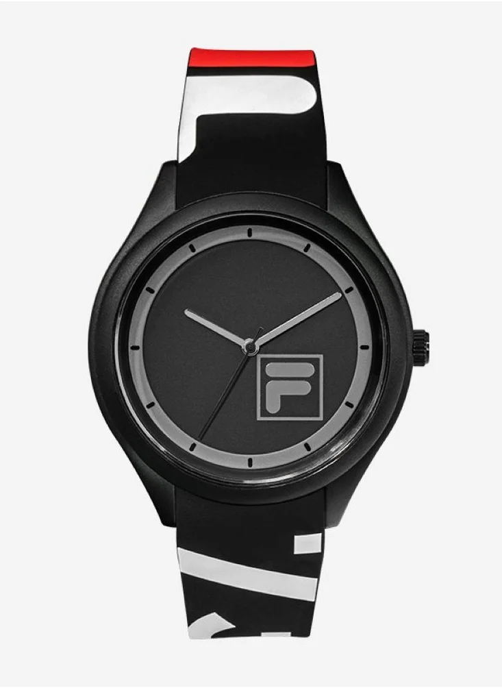 فيلا FILA ADULT UNISEX ANALOGUE WATCH PLASTIC CASE BLACK SILICONE STRAP, 38-321-102