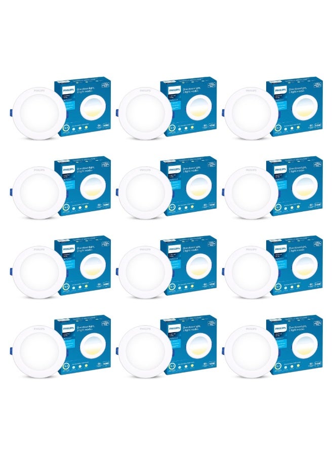 فيليبس مصباح سقف (Downlight) بتقنية LED من فيليبس، قدرة 10 واط، هيكل من البولي كربونات، وميزة 3 ألوان في مصباح واحد (Starfit) للمنازل والديكور | اللون: أبيض قابل للتعديل (Tunable White) | العبوة تحتوي على 12 قطعة. - Image 1