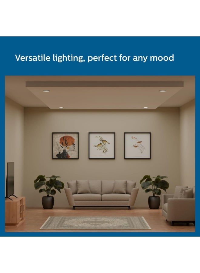 فيليبس مصباح سقف (Downlight) بتقنية LED من فيليبس، قدرة 10 واط، هيكل من البولي كربونات، وميزة 3 ألوان في مصباح واحد (Starfit) للمنازل والديكور | اللون: أبيض قابل للتعديل (Tunable White) | العبوة تحتوي على 12 قطعة. - Image 2