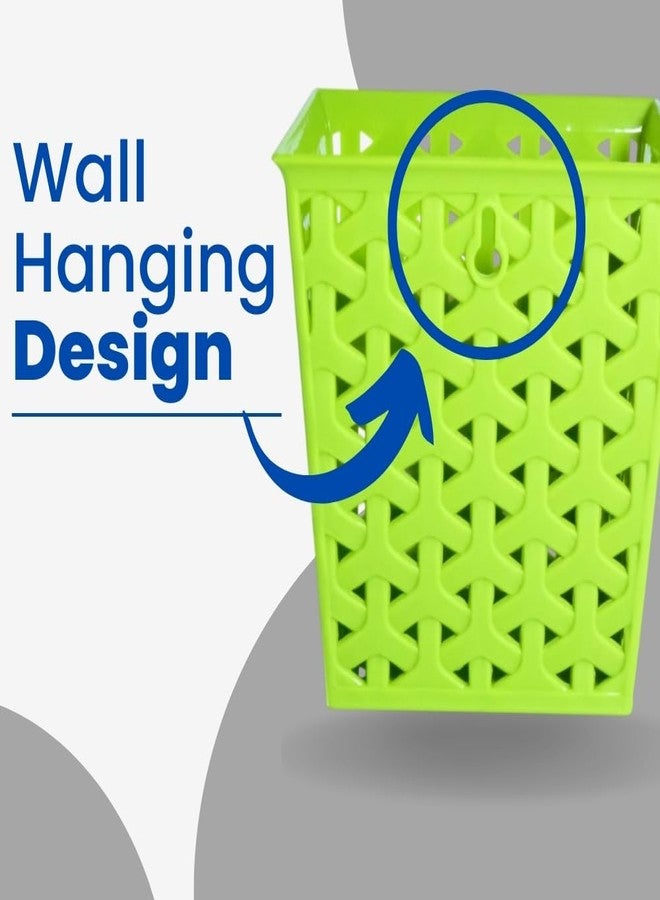 MORVI Linea Square Plastic Multipurpose Organizer For Kitchen, Bathroom, Salon, Office|Stationery,Cutlery,Pen,Makeup Brushes Holder|Hanging Toothbrush Stand |Pack Of 4 | GREEN RED BLUE PEACH - Image 2
