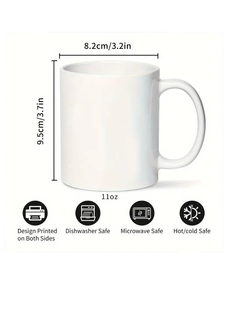 RYN 1pc 11OZ Ceramic Merry Christmas Coffee Mug - Double-Sided Printed Holiday Cup, Festive Gift for Men & Women, Ideal for Office, Dorm, School - Seasonal Tea & Coffee Mug red - Image 2