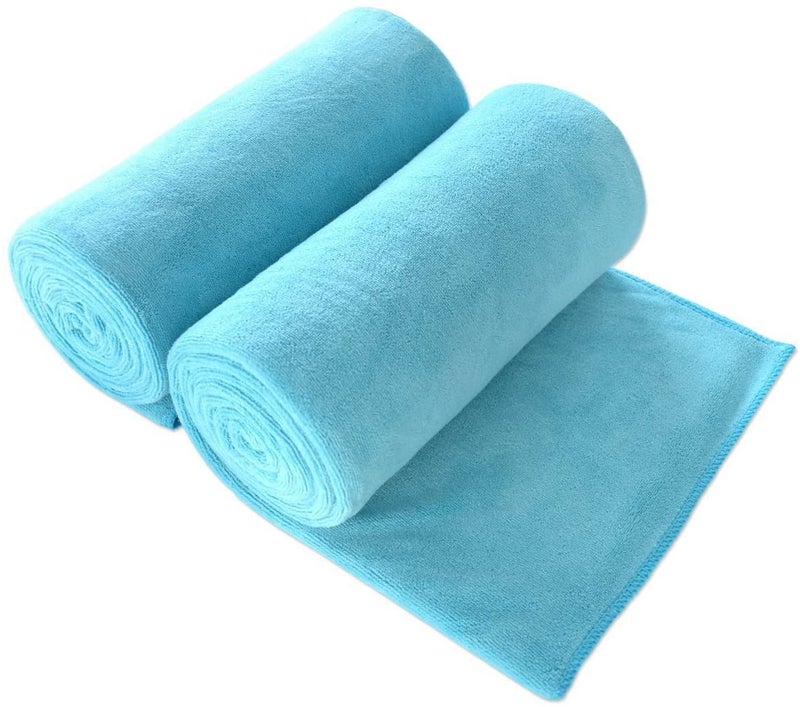 JML Extra Large Bath Towels, Microfiber Bath Sheet Towel 2 Pack 35" x 70", Oversized, Soft, Super Absorbent and Fast Dry for Adult, Body, Sport, Fitness, Yoga, Aquamarine - Image 1