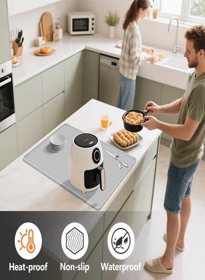 Lanstics حصيرة مقاومة للحرارة مقاس 24 × 17 بوصة لسطح المطبخ، حصيرة خبز سيليكون من لانسيكس، حصيرة مانعة للانزلاق للقلاية الهوائية، واقي متعدد الاستخدامات لسطح المطبخ، حصيرة للميكروويف، حصيرة مقاومة للحريق، حصيرة لوضع الطعام على سطح المطبخ - Image 4