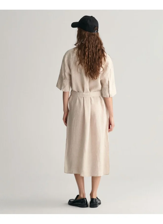 غانت Gant Linen Short Sleeve Shirt Dress