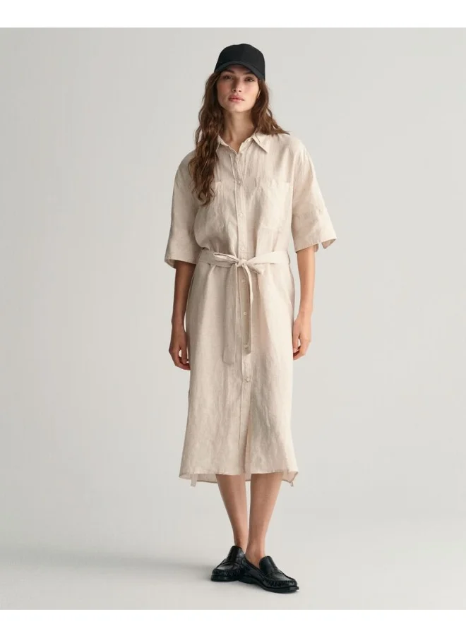 GANT Gant Linen Short Sleeve Shirt Dress