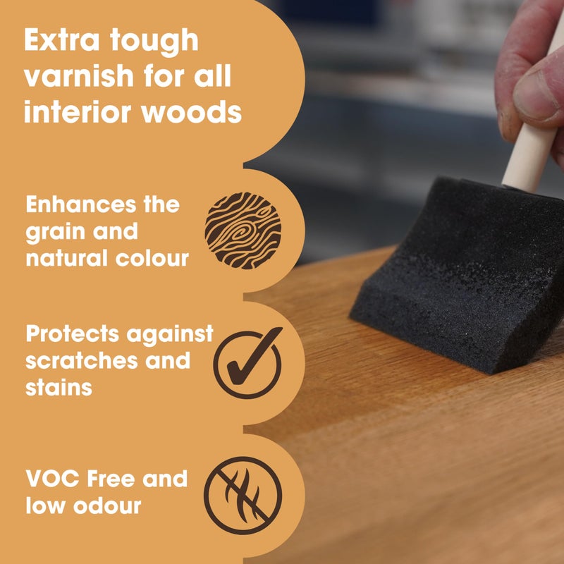 Furniture Clinic Wood Varnish | Satin | Polyurethane Waterproof Coating | Water Based Clear Coat | Wood Sealer for Indoor & Outdoor Furniture | Perfect for Chairs, Tables, Cabinets | 250ml / 8.5 Oz - Image 3
