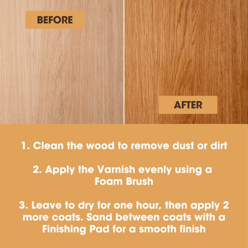 Furniture Clinic Wood Varnish | Satin | Polyurethane Waterproof Coating | Water Based Clear Coat | Wood Sealer for Indoor & Outdoor Furniture | Perfect for Chairs, Tables, Cabinets | 250ml / 8.5 Oz - Image 4
