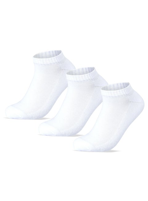 Women Set of 3 Ankle Half Terry Socks Plain White