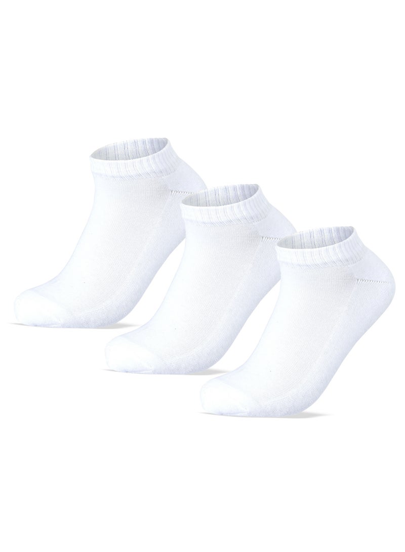 سام سوكس مجموعة من 3 جوارب سوكيت نص فوطة للنساء، ابيض سادة - Image 1