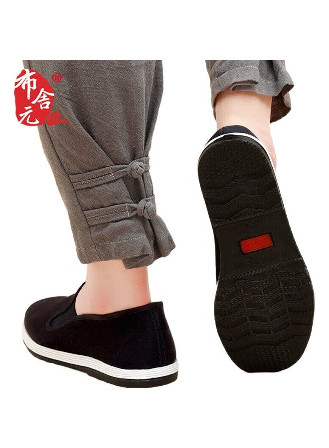 Busheyuan تقليدي ألف طبقة نعل قماش أحذية كاجوال مسن Beijing قماش أحذية رجال 51x-7701 أسود مقاس 44 - Image 2