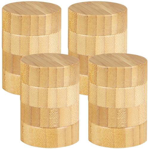 DIMEGON Natural Bamboo Spice Lids - Reusable Leak-proof Wooden Storage Can Lids (16 Pcs, 4oz & 6oz) - Image 2