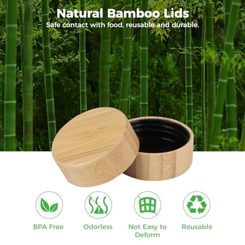 DIMEGON Natural Bamboo Spice Lids - Reusable Leak-proof Wooden Storage Can Lids (16 Pcs, 4oz & 6oz) - Image 4