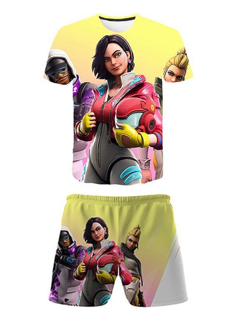 مجموعة Game Fortnite مجموعة شورت تي شيرت للأطفال بطباعة رقمية ثلاثية الأبعاد قابلة للتنفس - Image 1