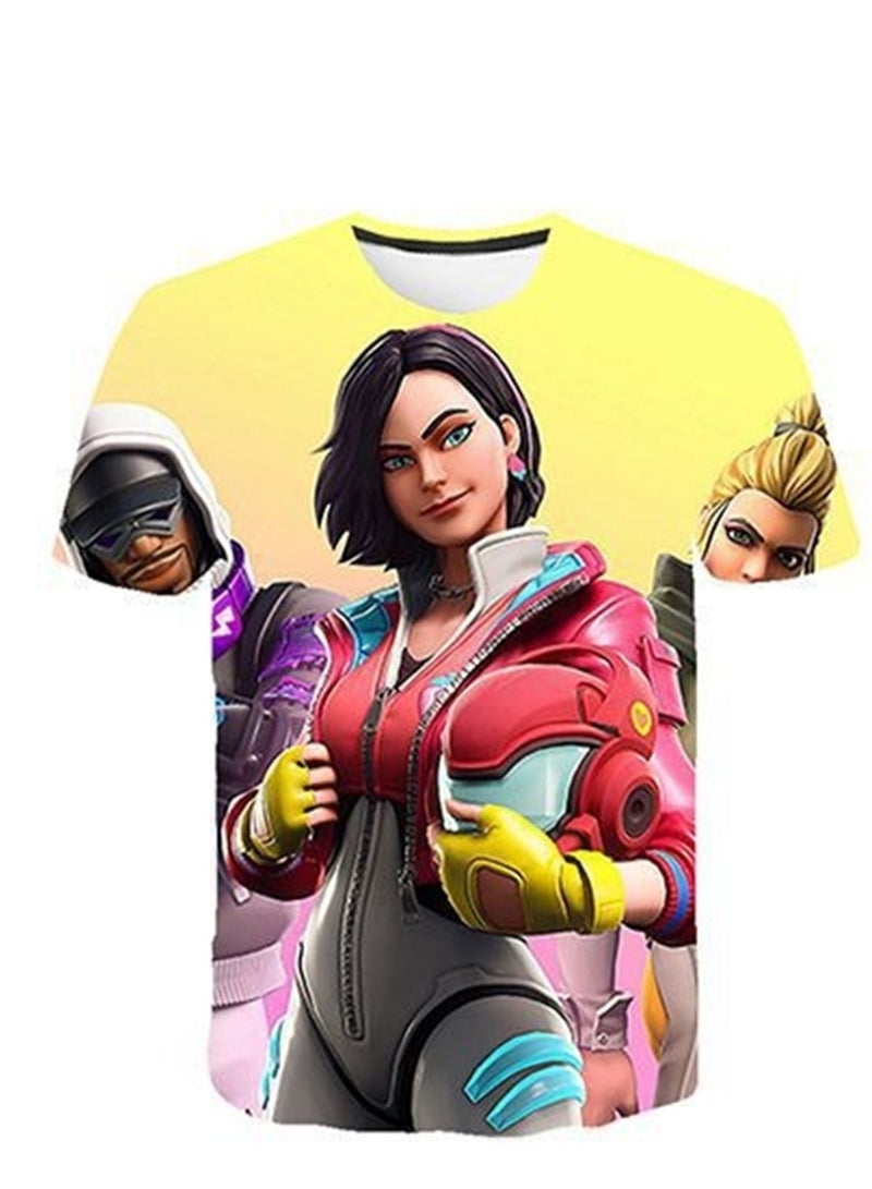 مجموعة Game Fortnite مجموعة شورت تي شيرت للأطفال بطباعة رقمية ثلاثية الأبعاد قابلة للتنفس - Image 2