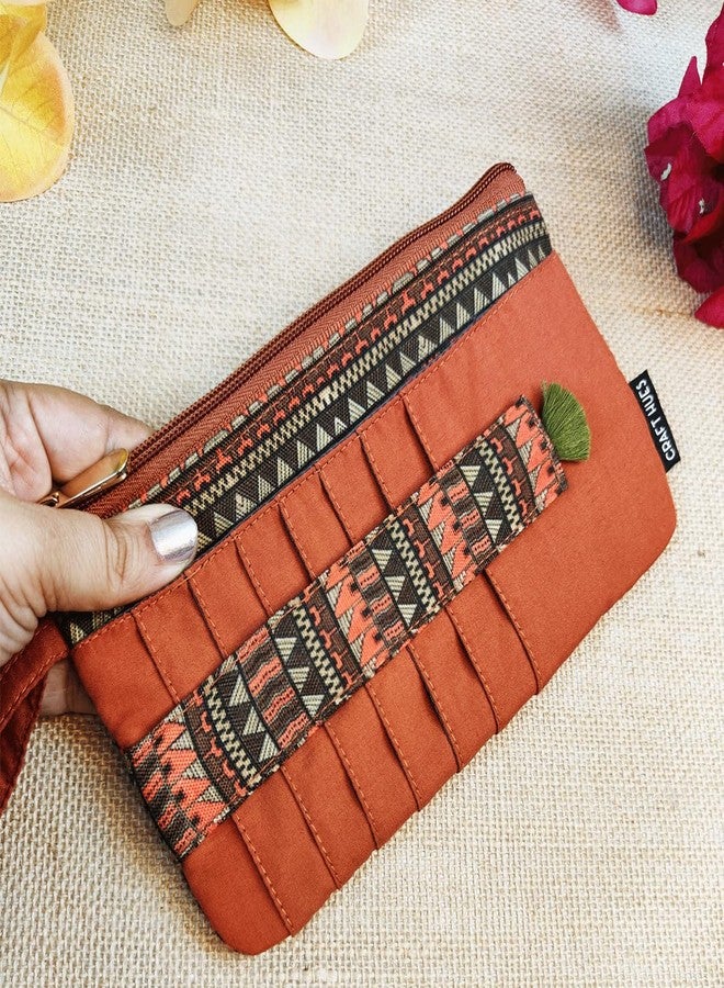 CRAFT HUES Women | Girls Front Cards Slot Design Fabric Wallet | Perfect for Mobile, Cash, Business Cards, Id Cards | Trendy and Stylish | Perfect for Gifts and Daily Use (Orange) - Image 2