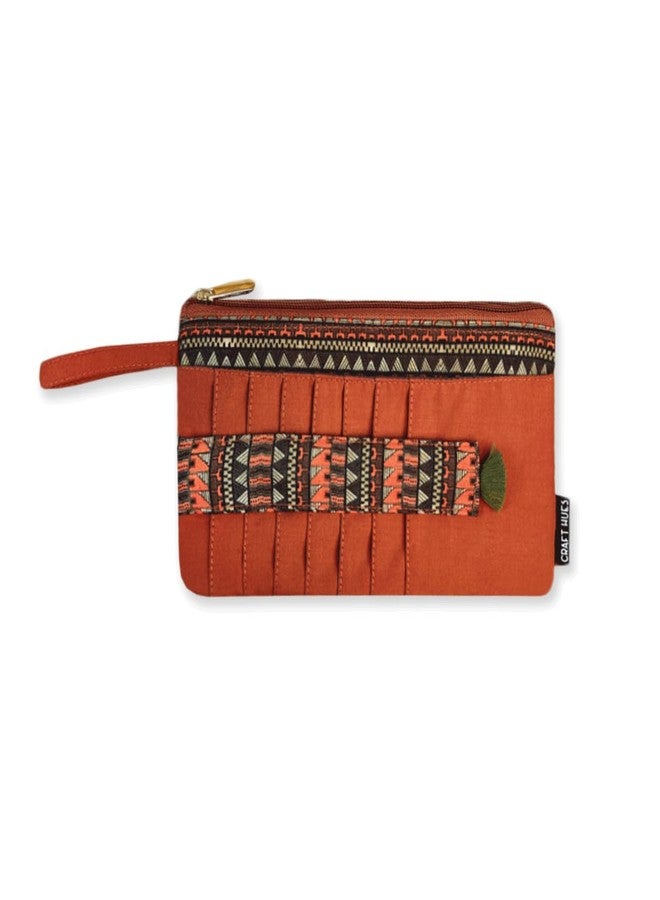 CRAFT HUES Women | Girls Front Cards Slot Design Fabric Wallet | Perfect for Mobile, Cash, Business Cards, Id Cards | Trendy and Stylish | Perfect for Gifts and Daily Use (Orange) - Image 1