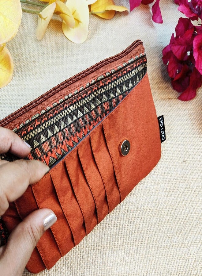 CRAFT HUES Women | Girls Front Cards Slot Design Fabric Wallet | Perfect for Mobile, Cash, Business Cards, Id Cards | Trendy and Stylish | Perfect for Gifts and Daily Use (Orange) - Image 3