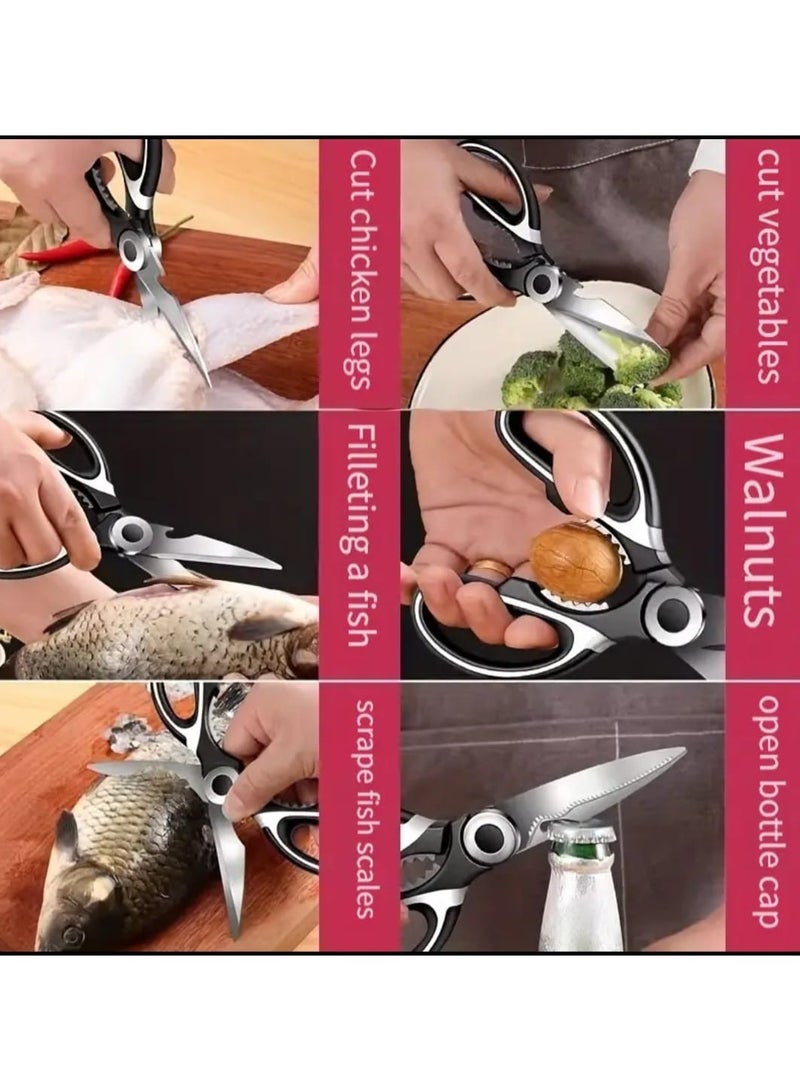 LDQ 1 PC, Kitchen Scissor, Poultry Shears, Kitchen Shears, Multifunctional Stainless Steel Chicken Bone Scissor, Nut Opener, Bottle Opener, Meat Scissor, Food Scissor, Duck Fish - Image 2