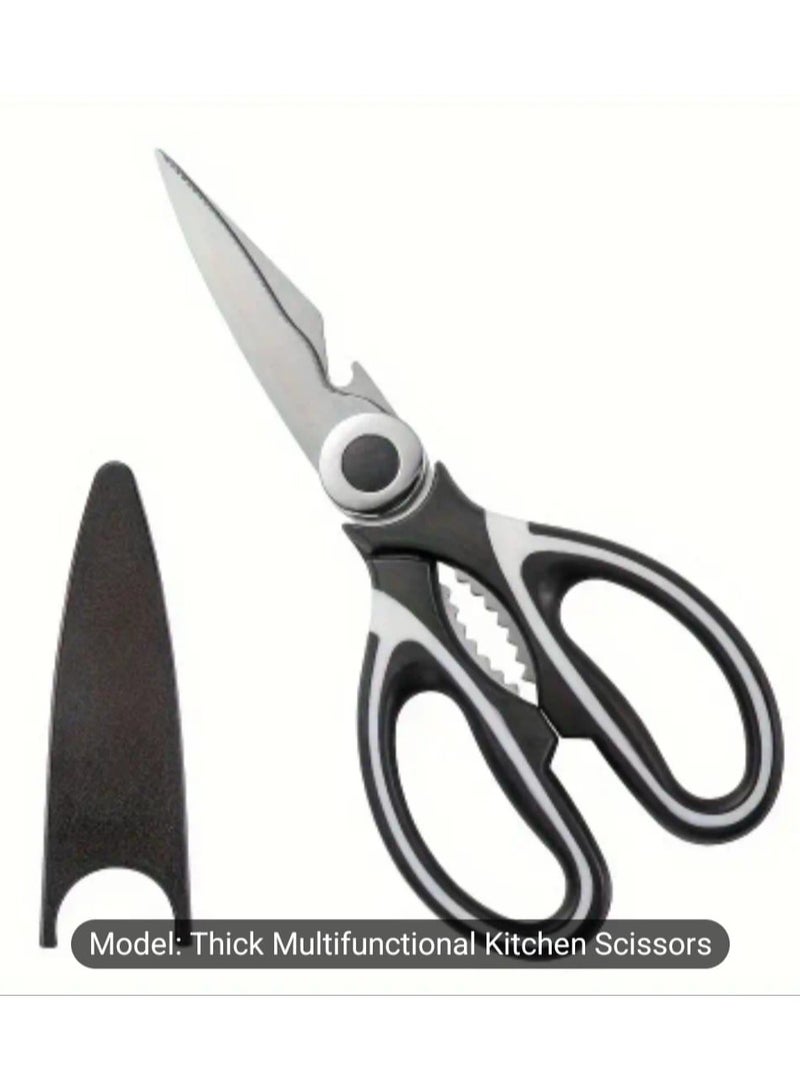 LDQ 1 PC, Kitchen Scissor, Poultry Shears, Kitchen Shears, Multifunctional Stainless Steel Chicken Bone Scissor, Nut Opener, Bottle Opener, Meat Scissor, Food Scissor, Duck Fish - Image 1