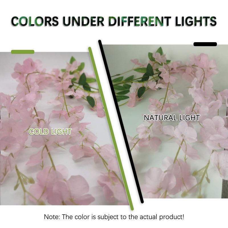 Luerbi 5 Pack Pink Wisteria Hanging Flowers Garland  3.77 Feet Pink Artificial Wisteria Flower Vines  Fake Pink Wisteria  Pink Flower Vines for Backdrop  Pink Trailing Flower  Pink Hanging Flower Decor - Image 5