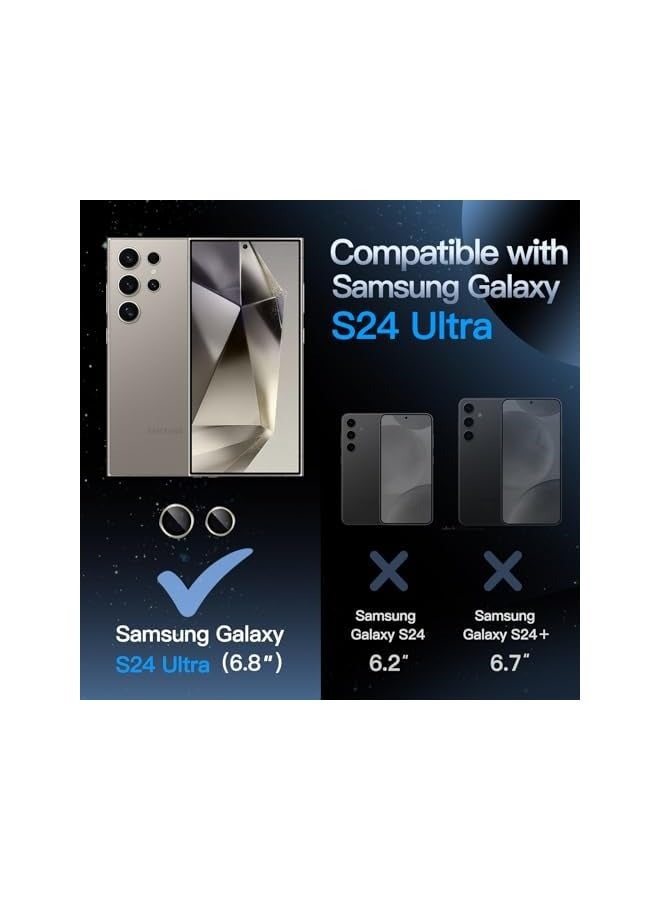 Jetech Camera Lens Protector for Galaxy S24 Ultra, 9H Tempered Glass Metal Individual Ring Cover, Easy Installation Tray, HD Clear, 1 Set (Titanium Gray) - Image 2