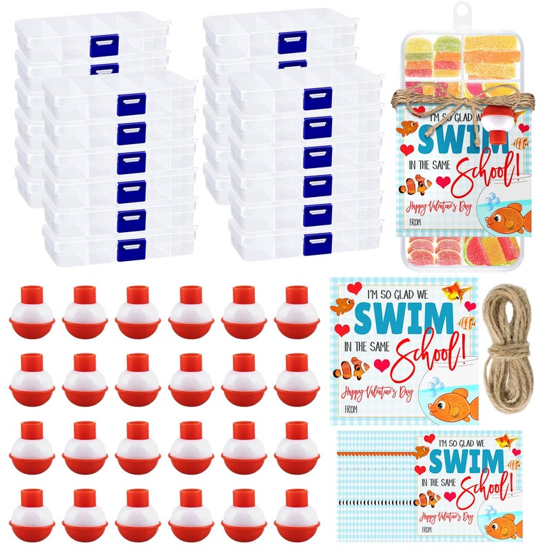 Gosodeny 12 Set Valentines Gifts Bulk Fishing Party Favors Fishing Candy Little Tackle Boxes for Making My Reel Fun Fishing Party Decorations Fishing Theme Gifts Supplies Exchanges Valentines Party Favor - Image 1
