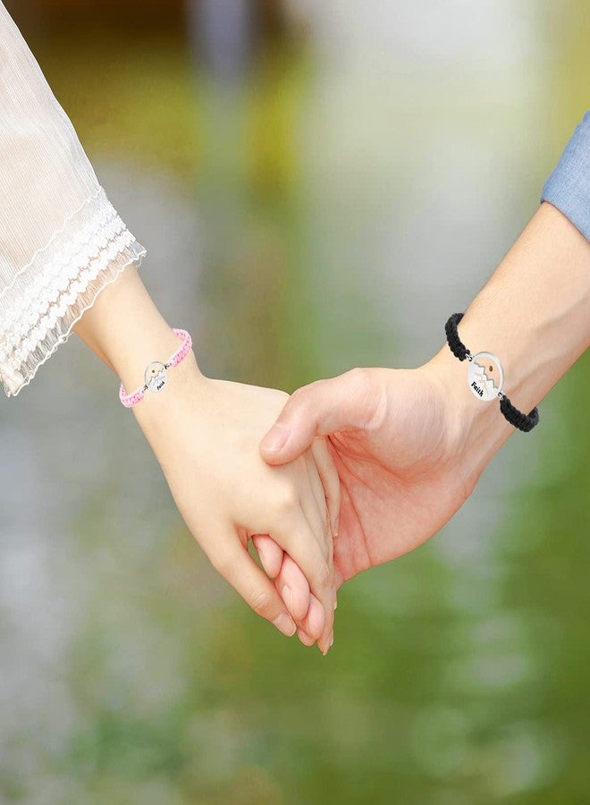 Uloveido Light Pink Braided Bracelets with Round Mountain Mustard Seed Charm, Inspirational Faith Bracelet for Women (Pink) - Image 2