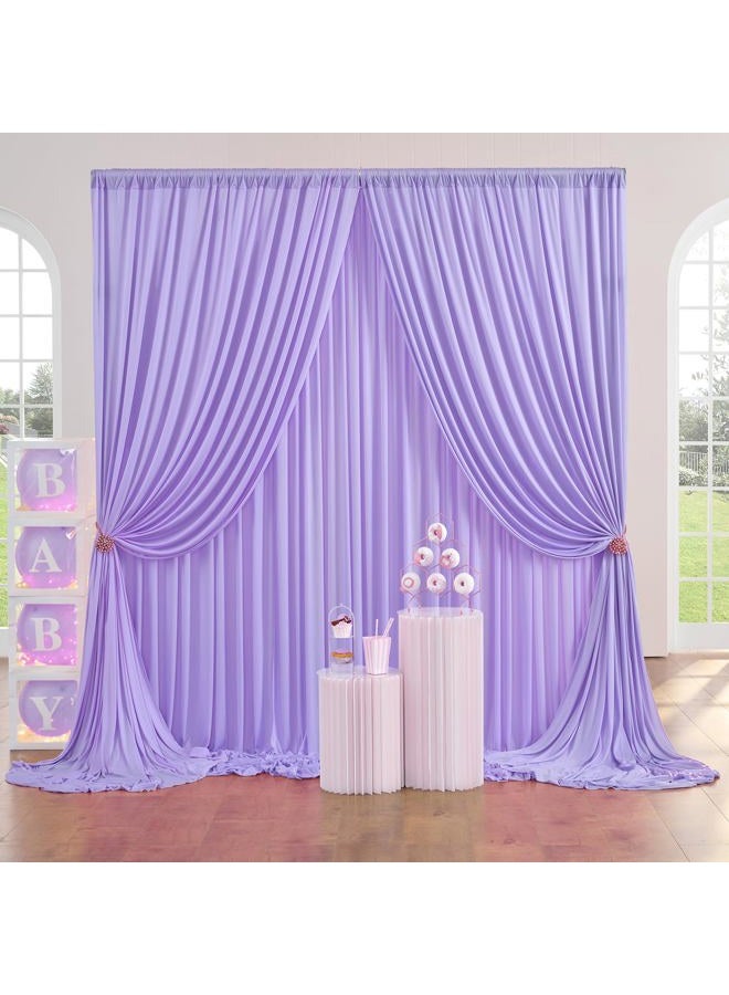 NSSONBEN ستارة خلفية لافندر خالية من التجاعيد 40 قدم × 10 قدم للحفلات، 8 لوحات 5 × 10 قدم من بوليستر ناعم وحريري باللون الأرجواني الفاتح لالتقاط الصور لعيد الميلاد، حفلة استقبال المولود، عيد الأم، تصوير الزفاف - Image 2